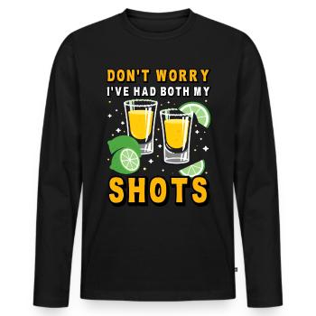 Ne vous inquiétez pas, j’ai eu mes deux injections - T-shirt manches longues Premium bio Homme - noir - Devant - Nico (187cm)