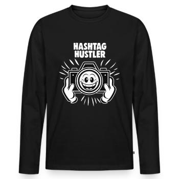 Digital Creator Hashtag Hustler Social Media - Männer Premium Bio Langarmshirt - Schwarz - Vorne - Nico (187cm)