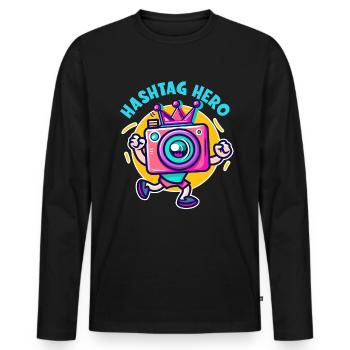 Digital Creator Hashtag Hero Social Media - Männer Premium Bio Langarmshirt - Schwarz - Vorne - Nico (187cm)