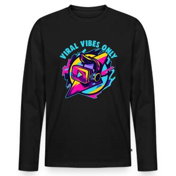 Digital Creator Viral Vibes Only Social Media - Männer Premium Bio Langarmshirt - Schwarz - Vorne - Nico (187cm)