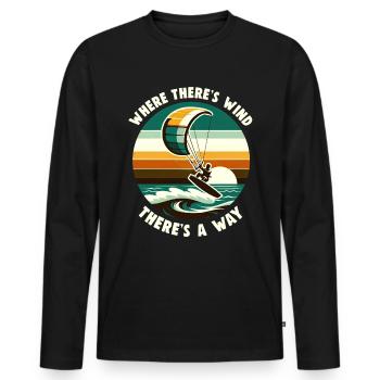 Kitesurfing Ride with the wind Kitesurfer - Men's Premium Organic Long Sleeve Shirt - black - Front - Nico (187cm)