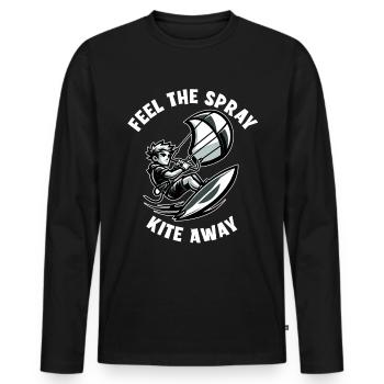 Kitesurfing Feel the spray kite away - Men's Premium Organic Long Sleeve Shirt - black - Front - Nico (187cm)