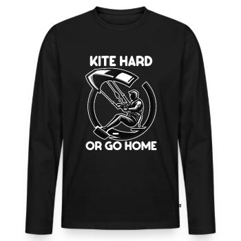 Kitesurf Kite fort ou rentrez chez vous - T-shirt manches longues Premium bio Homme - noir - Devant - Nico (187cm)