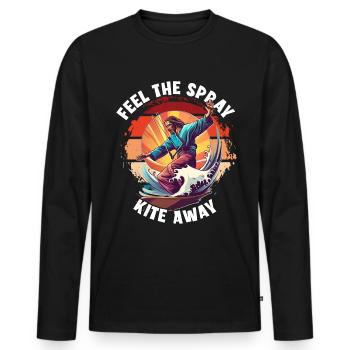 Kitesurfing Jesus Feel the spray kite away - Men's Premium Organic Long Sleeve Shirt - black - Front - Nico (187cm)