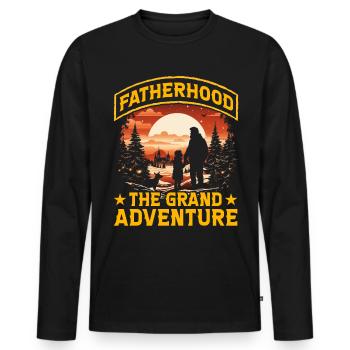 La paternité : la grande aventure - T-shirt manches longues Premium bio Homme - noir - Devant - Nico (187cm)