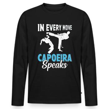 In every move capoeira speaks - Men's Premium Organic Long Sleeve Shirt - black - Front - Nico (187cm)