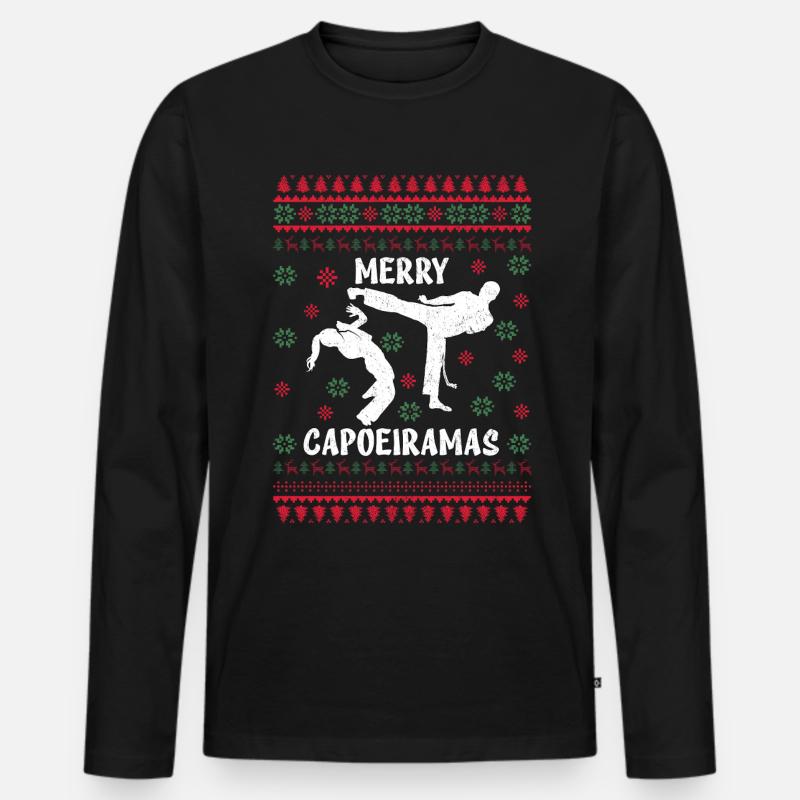 Fröhliche Capoeiramas - Männer Premium Bio Langarmshirt - Schwarz