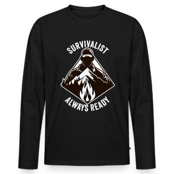 Bushcrafting Outdoor Survivalist Always Ready - Männer Premium Bio Langarmshirt - Schwarz - Vorne - Nico (187cm)