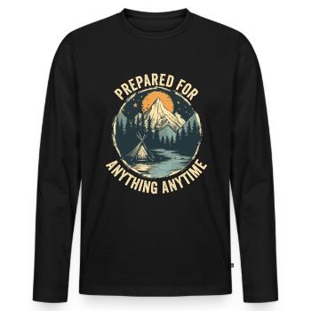 Bushcrafting Outdoor Prepared For Anything Anytime - Men's Premium Organic Long Sleeve Shirt - black - Front - Nico (187cm)