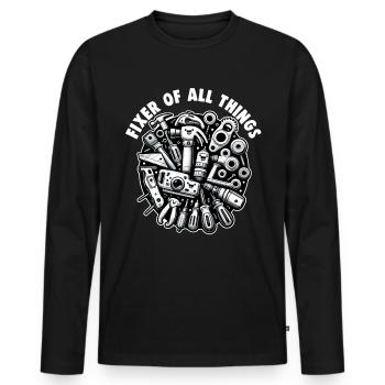 Handyman Papa Fixer Of All Things DIY - Men's Premium Organic Long Sleeve Shirt - black - Front - Nico (187cm)