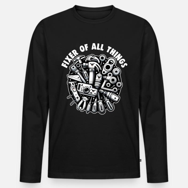 Handwerker Papa Fixer Of All Things Heimwerker - Männer Premium Bio Langarmshirt - Schwarz