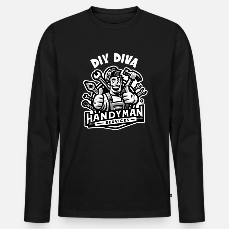 Handwerker Papa DIY Diva Heimwerker - Männer Premium Bio Langarmshirt - Schwarz