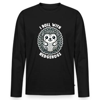 Süßer Igel Liebhaber Lustiger Igel Niedlicher Igel - Männer Premium Bio Langarmshirt - Schwarz - Vorne - Nico (187cm)