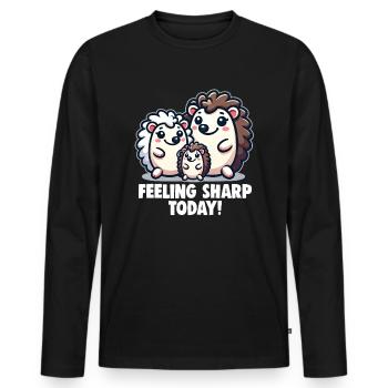 Süßer Igel Liebhaber Lustiger Igel Niedlicher Igel - Männer Premium Bio Langarmshirt - Schwarz - Vorne - Nico (187cm)