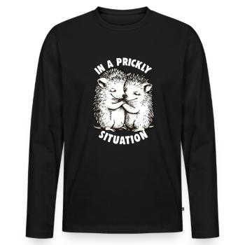 Mignon Hérisson Amoureux Drôle Hérisson Drôle Hérisson Mignon - T-shirt manches longues Premium bio Homme - noir - Devant - Nico (187cm)