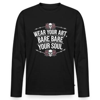 Studio de tatouage Artiste tatoueur Idées de tatouage - T-shirt manches longues Premium bio Homme - noir - Devant - Nico (187cm)