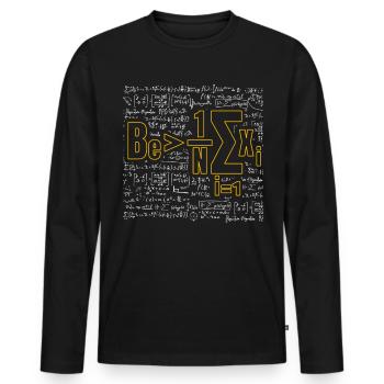 Mathe-Wortspiel – Sei größer als der Durchschnitt - Männer Premium Bio Langarmshirt - Schwarz - Vorne - Nico (187cm)