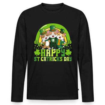 Happy St Catricks Day - Men's Premium Organic Long Sleeve Shirt - black - Front - Nico (187cm)