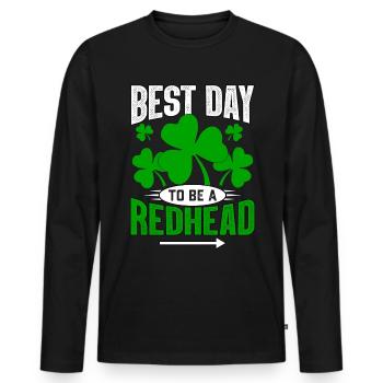 Der beste Tag, um ein Rotschopf zu sein - Männer Premium Bio Langarmshirt - Schwarz - Vorne - Nico (187cm)