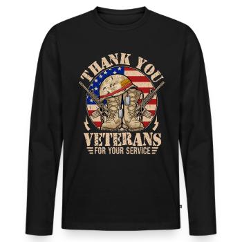 Thank you Veterans for your Service - Men's Premium Organic Long Sleeve Shirt - black - Front - Nico (187cm)