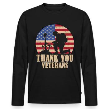 Thank you Veterans - Men's Premium Organic Long Sleeve Shirt - black - Front - Nico (187cm)