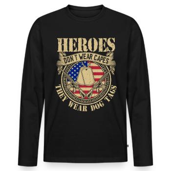 Heroes don't wear capes they wear dog tags - Men's Premium Organic Long Sleeve Shirt - black - Front - Nico (187cm)