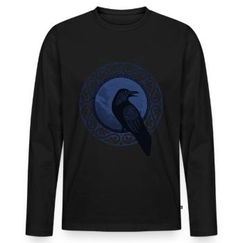 Odin Thor Raben Hugin und Munin T-Shirt für Männer - Männer Premium Bio Langarmshirt - Schwarz - Vorne - Nico (187cm)