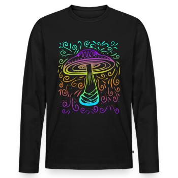 Magic Mushrooms Shirt Zauberpilze - Männer Premium Bio Langarmshirt - Schwarz - Vorne - Nico (187cm)