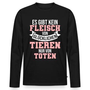 Vegan Veganer Veganerin Tierquälerei Geschenk - Männer Premium Bio Langarmshirt - Schwarz - Vorne - Nico (187cm)