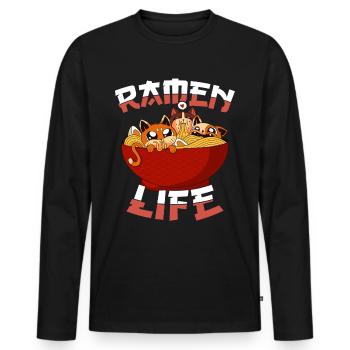 Ramen Kawaii Katzen Japan Essen Anime Geschenk - Männer Premium Bio Langarmshirt - Schwarz - Vorne - Nico (187cm)