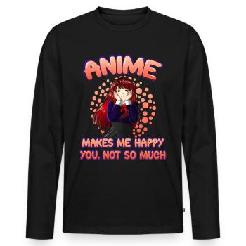 Anime drôle disant otaku senpai cadeau geek - T-shirt manches longues Premium bio Homme - noir - Devant - Nico (187cm)