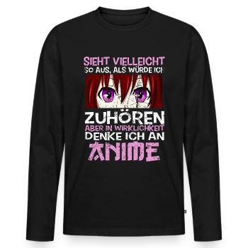 Anime Lustig Manga Geek Kawaii Süß Otaku Geschenk - Männer Premium Bio Langarmshirt - Schwarz - Vorne - Nico (187cm)