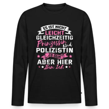 Lustig Polizistin Polizei Frau Prinzessin Geschenk - Männer Premium Bio Langarmshirt - Schwarz - Vorne - Nico (187cm)