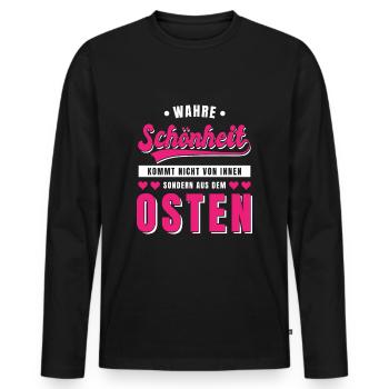 Osten Spruch Lustig DDR Mauerfall Berlin Geschenk - Männer Premium Bio Langarmshirt - Schwarz - Vorne - Nico (187cm)