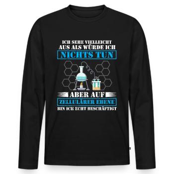 Lustig Chemie Labor Faul Faulheit Spruch Geschenk - Männer Premium Bio Langarmshirt - Schwarz - Vorne - Nico (187cm)