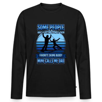 Drôle de ski skieur montagnes ski disant cadeau - T-shirt manches longues Premium bio Homme - noir - Devant - Nico (187cm)