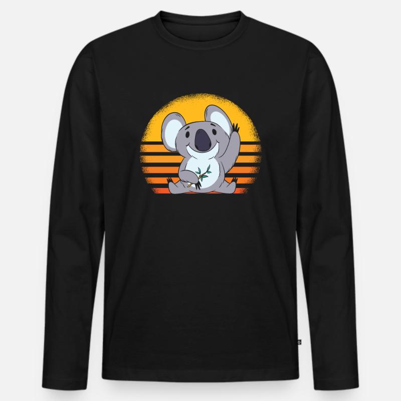 Koalabär Retro - Männer Premium Bio Langarmshirt - Schwarz