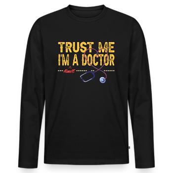 Cadeau drôle de médecin généraliste - T-shirt manches longues Premium bio Homme - noir - Devant - Nico (187cm)