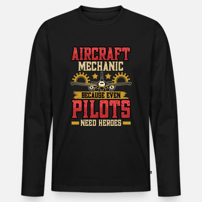 Fluggerätmechaniker Flugzeugmechaniker Geschenk - Männer Premium Bio Langarmshirt - Schwarz