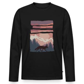 Fuchs Waldtier Geschenk - Männer Premium Bio Langarmshirt - Schwarz - Vorne - Nico (187cm)