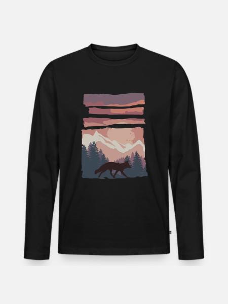 Fuchs Waldtier Geschenk - Männer Premium Bio Langarmshirt - Schwarz