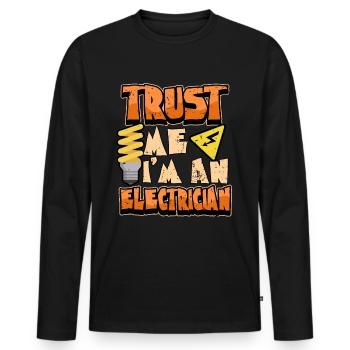 Électricien sort profession métier courant câble cadeau - T-shirt manches longues Premium bio Homme - noir - Devant - Nico (187cm)