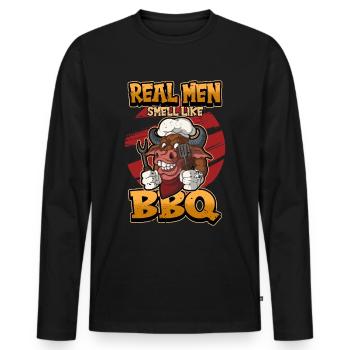 Grill Grillfleisch BBQ Spruch Lustig Geschenk - Männer Premium Bio Langarmshirt - Schwarz - Vorne - Nico (187cm)