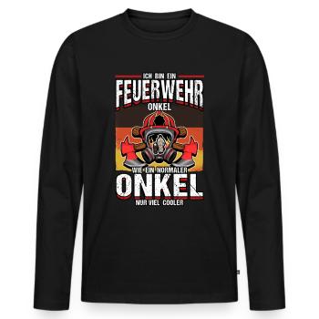 Feuerwehr Notruf Hilfe Rettung Feuer Beruf - Männer Premium Bio Langarmshirt - Schwarz - Vorne - Nico (187cm)