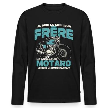 Le meilleur frère et le meilleur motard - T-shirt manches longues Premium bio Homme - noir - Devant - Nico (187cm)