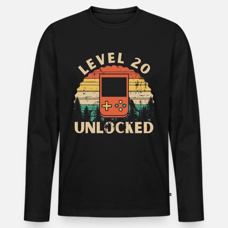 Level 20 freigeschaltet - Männer Premium Bio Langarmshirt - Schwarz