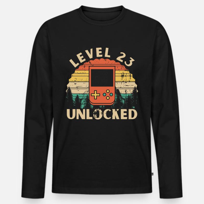 Level 23 freigeschaltet - Männer Premium Bio Langarmshirt - Schwarz