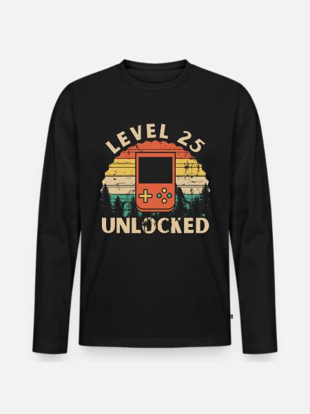 Level 25 Unlocked - T-shirt manches longues Premium bio Homme - noir