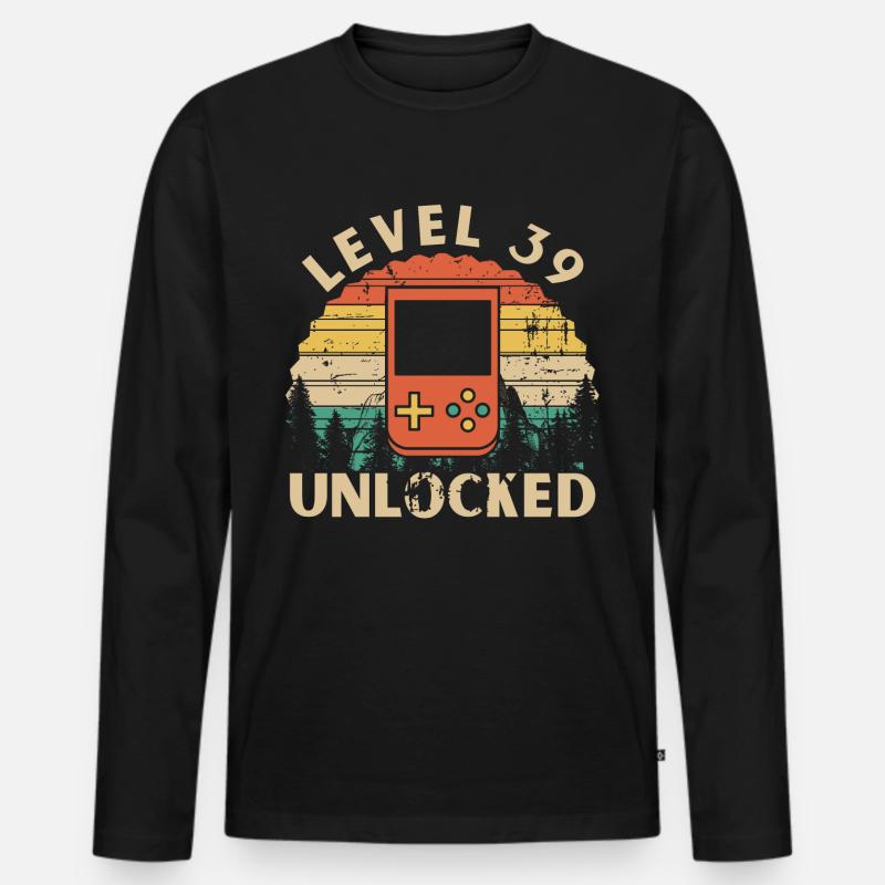 Level 39 freigeschaltet - Männer Premium Bio Langarmshirt - Schwarz