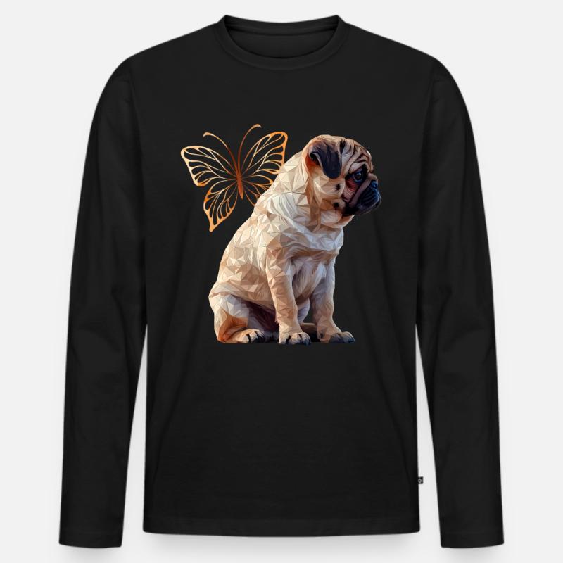 Mops - Männer Premium Bio Langarmshirt - Schwarz